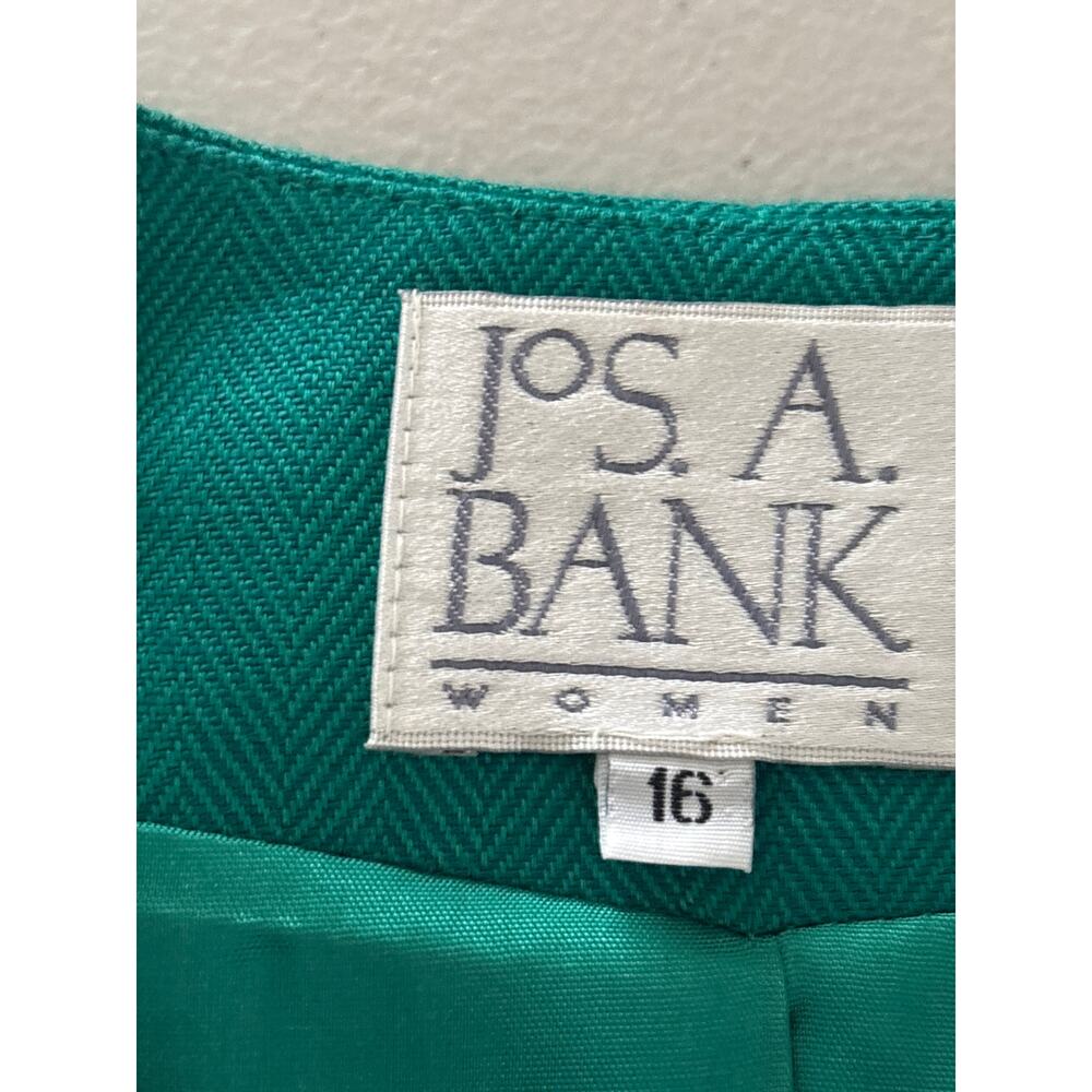 Jos A Bank Blazer Jacket Made in USA Women's Size 16 Green Linen Blend Pockets - Picture 4 of 13